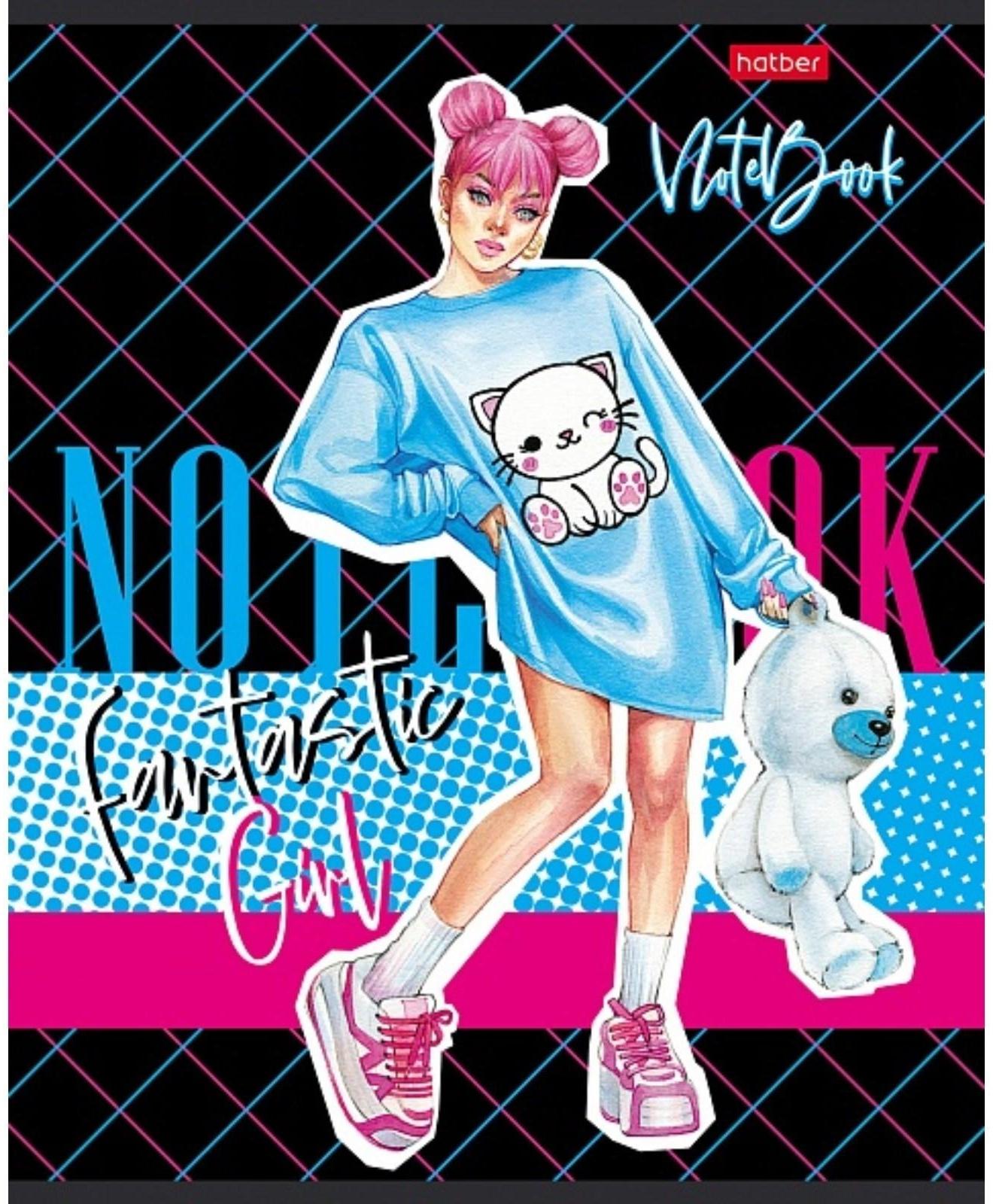 Тетрадь 60 листов в клетку, Zoomer-girl, обложка мелованный картон, блок офсет 65г/м² / Микс 1 шт.