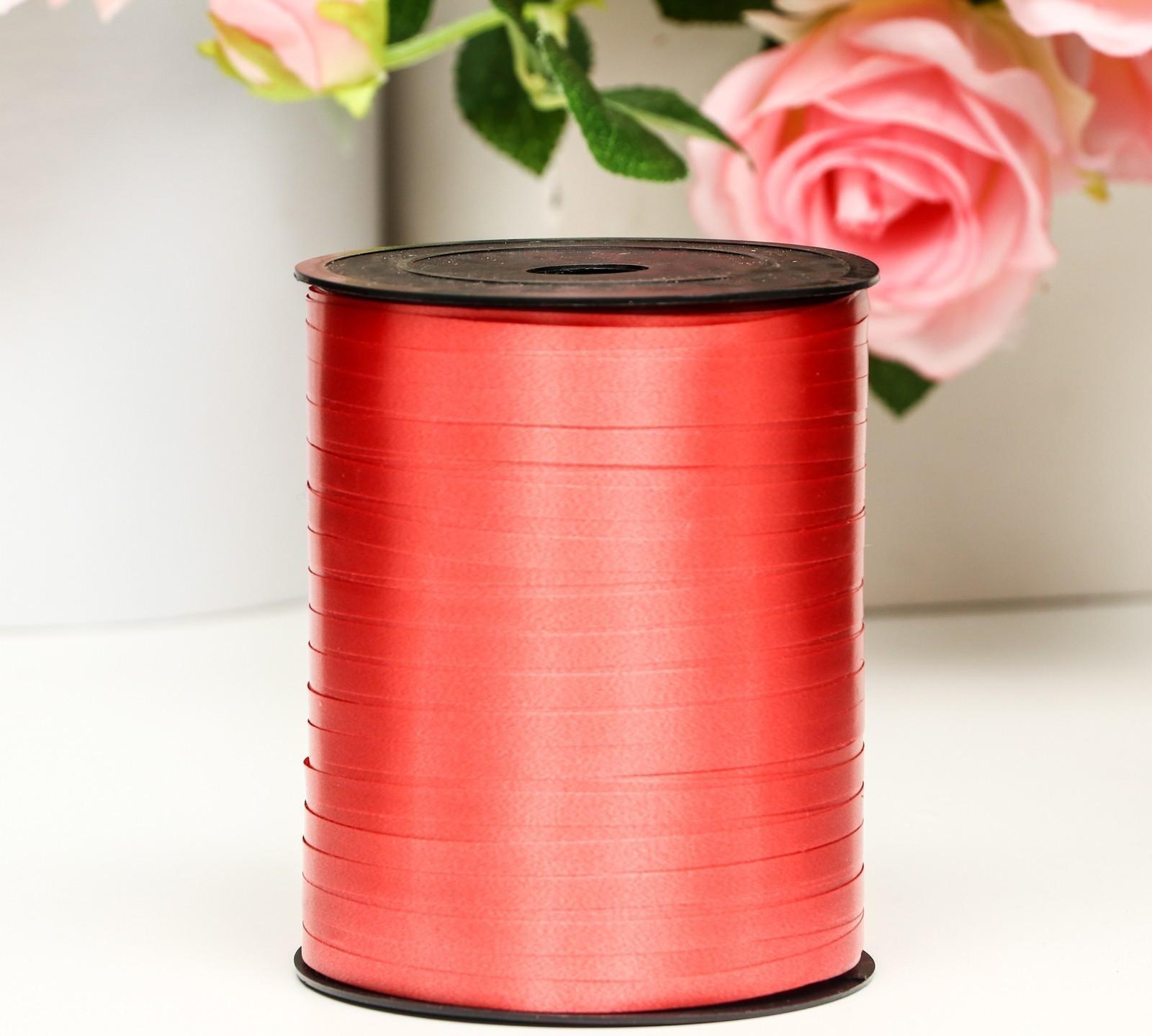 Лента для декора и подарков, красный, 0,5 см х 500 м