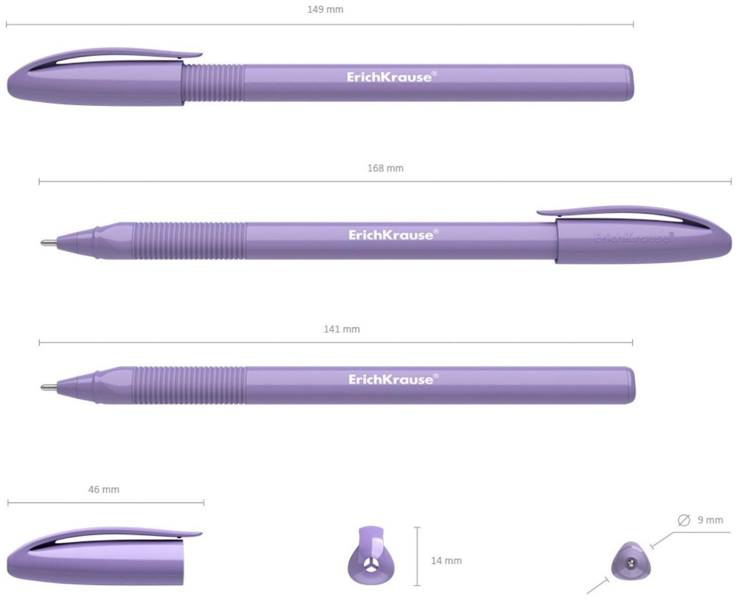 Ручка шариковая ErichKrause U-109 Pastel Stick&Grip 1.0, Ultra Glide, цвет чернил синий