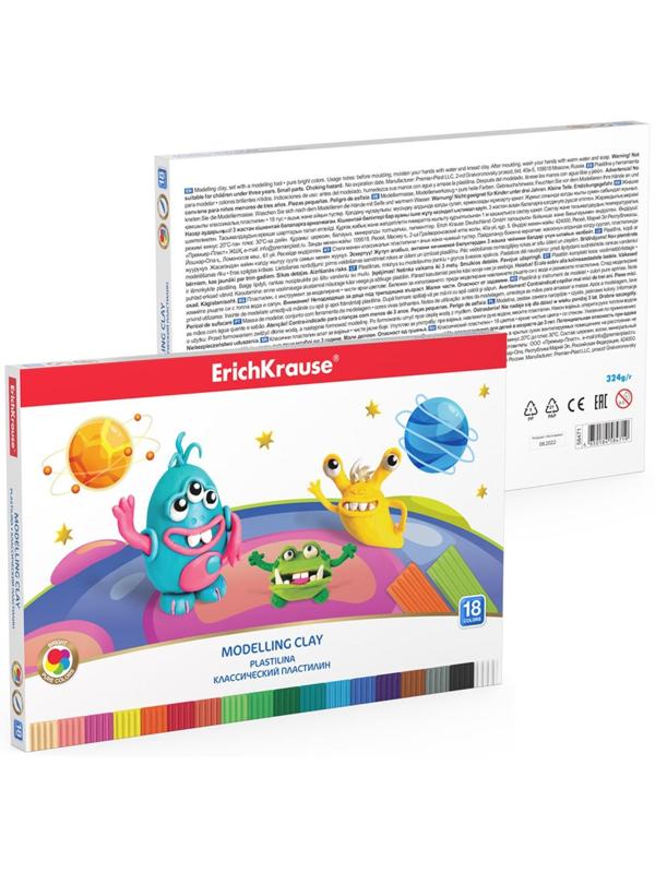 Пластилин 18цв 324г ErichKrause Cosmic Monsters