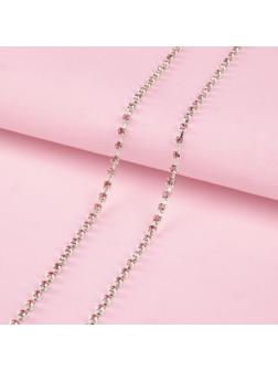 Цепь со стразами, 3 мм, SS12, 9 ± 1 м, цвет розовый