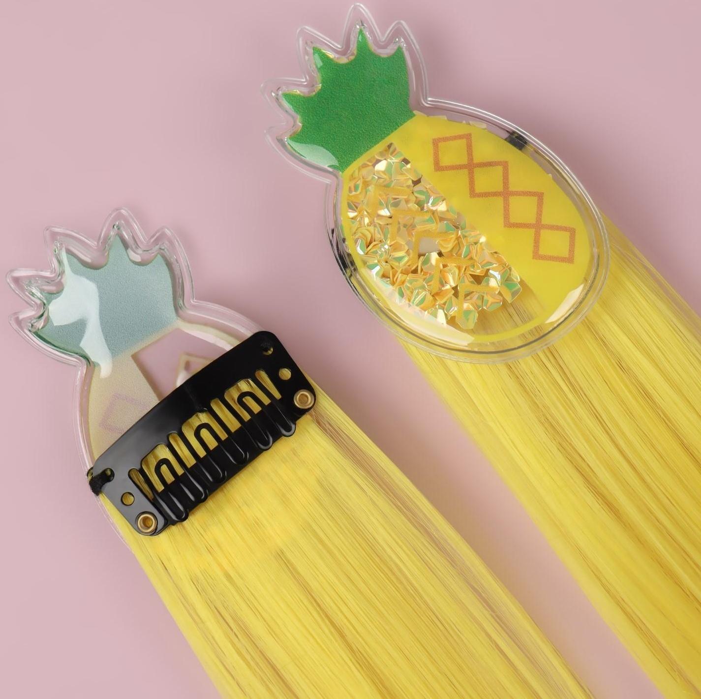 Набор накладных локонов «АНАНАС», прямой волос, на заколке, 2 шт, 50 см, цвет жёлтый