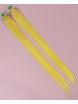 Набор накладных локонов «АНАНАС», прямой волос, на заколке, 2 шт, 50 см, цвет жёлтый