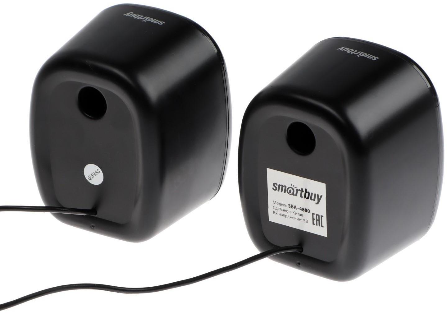 Компьютерные колонки 2.0 SmartBuy RHAPSODY, 6 Вт, USB, подсветка, чёрные