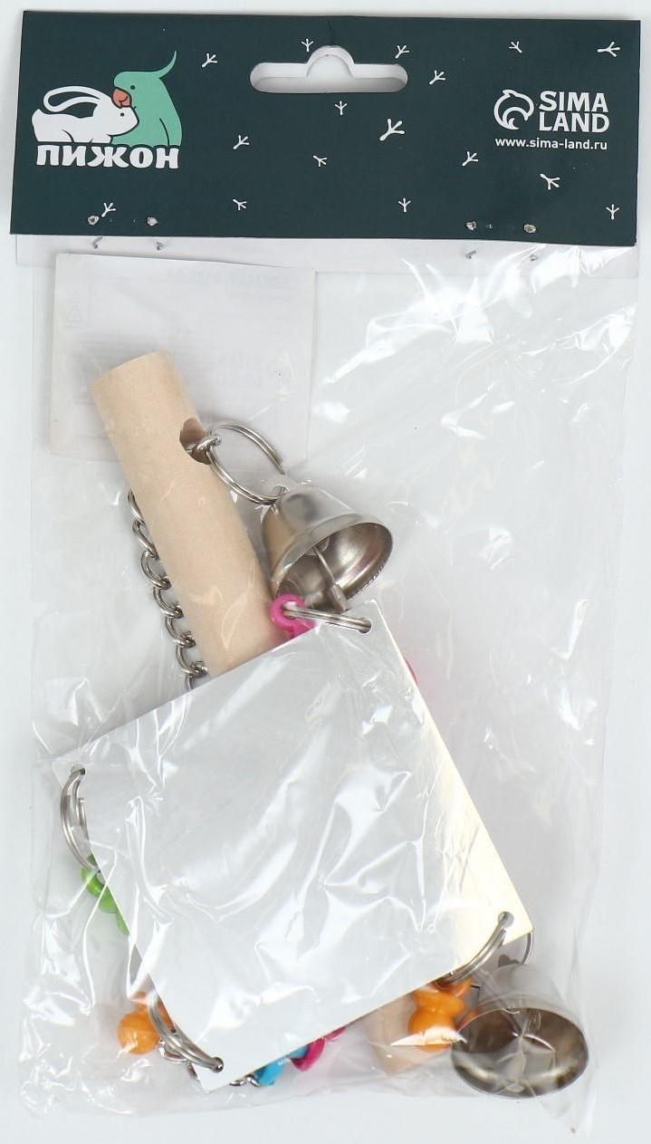 Игрушка-качели для птиц с зеркалом и колокольчиками 