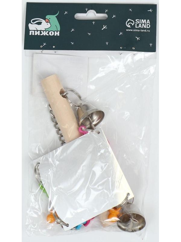 Игрушка-качели для птиц с зеркалом и колокольчиками 