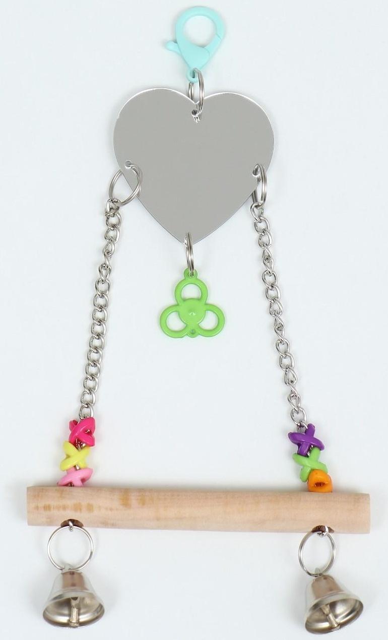 Игрушка-качели для птиц с зеркалом и колокольчиками 