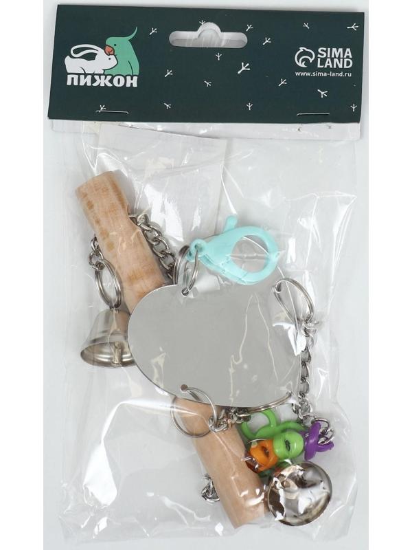 Игрушка-качели для птиц с зеркалом и колокольчиками 