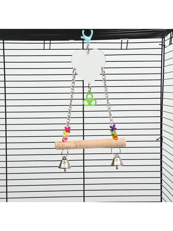 Игрушка-качели для птиц с зеркалом и колокольчиками 