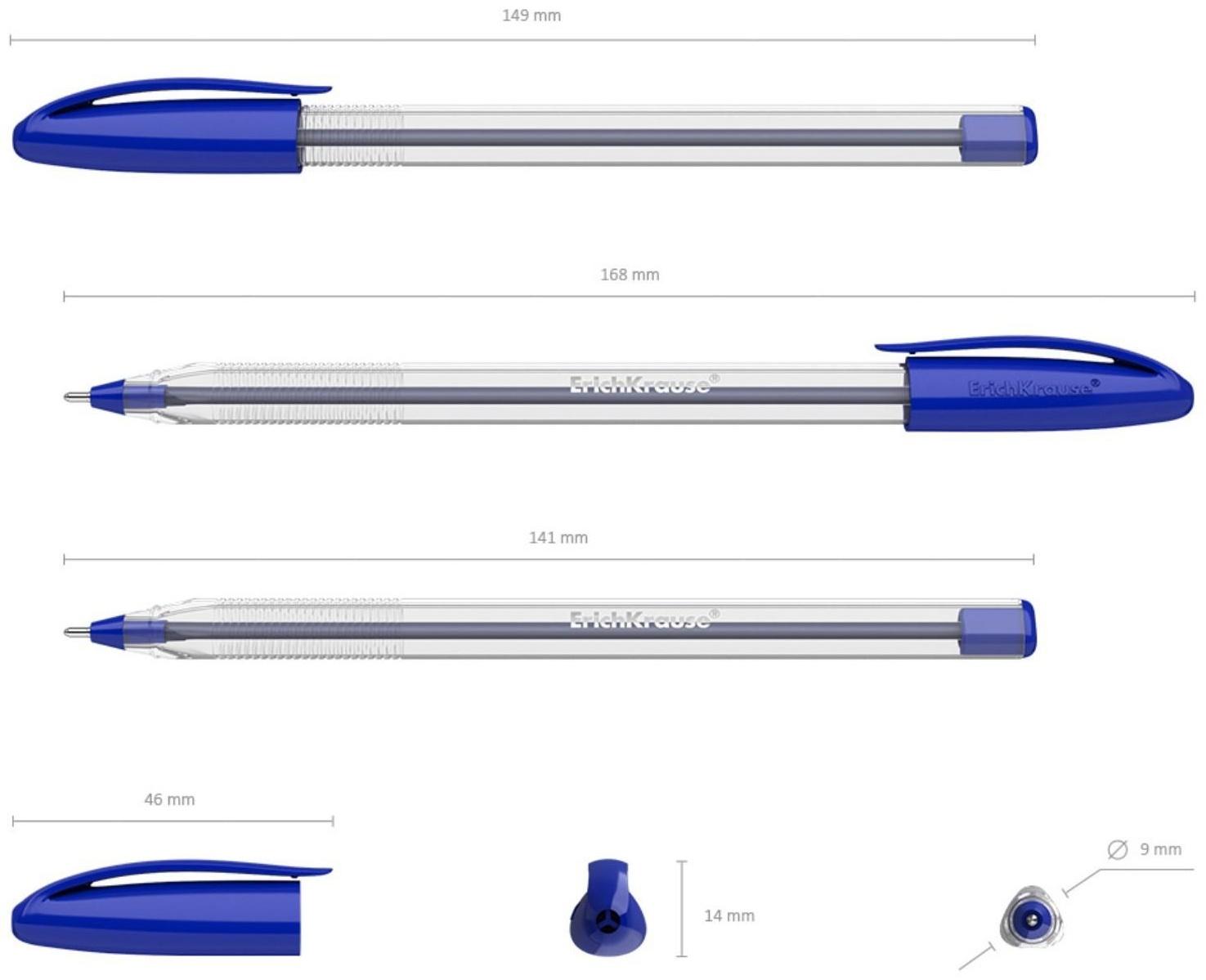 Ручка шариковая ErichKrause U-108 Classic Stick, узел 1.0 мм, чернила синие