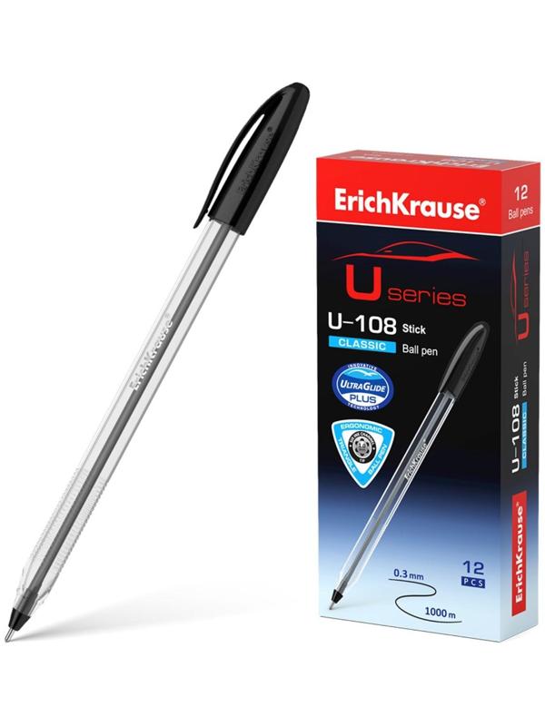 Ручка шариковая ErichKrause U-108 Classic Stick, узел 1.0 мм, чернила черные