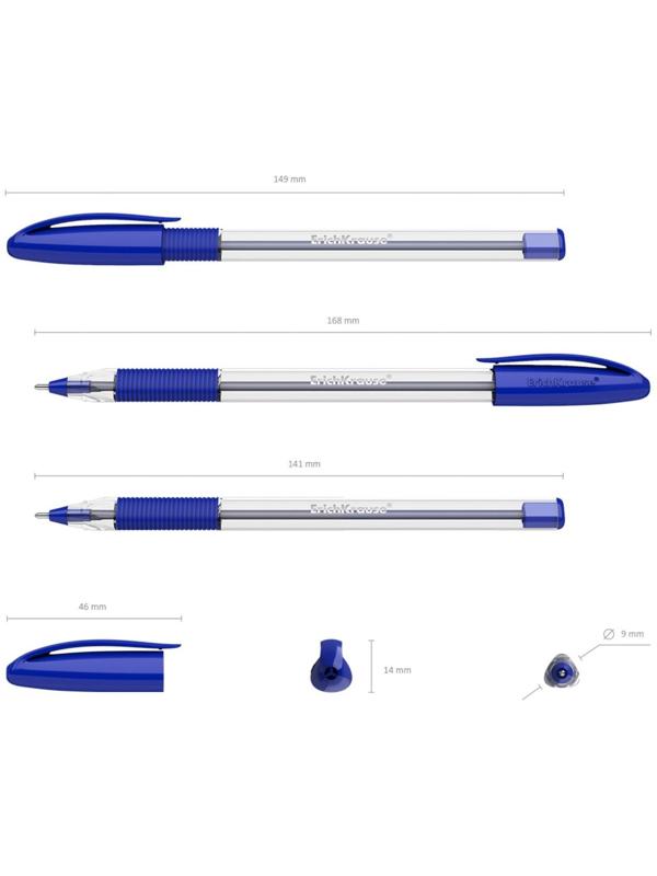 Ручка шариковая ErichKrause U-109 Classic Stick&Grip, узел 1.0 мм, грип, чернила синие