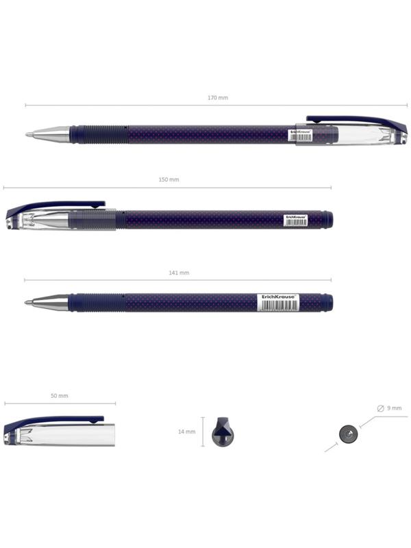 Ручка шариковая ErichKrause ColorTouch Dots in Blue, узел 0.7 мм, грип, чернила синие