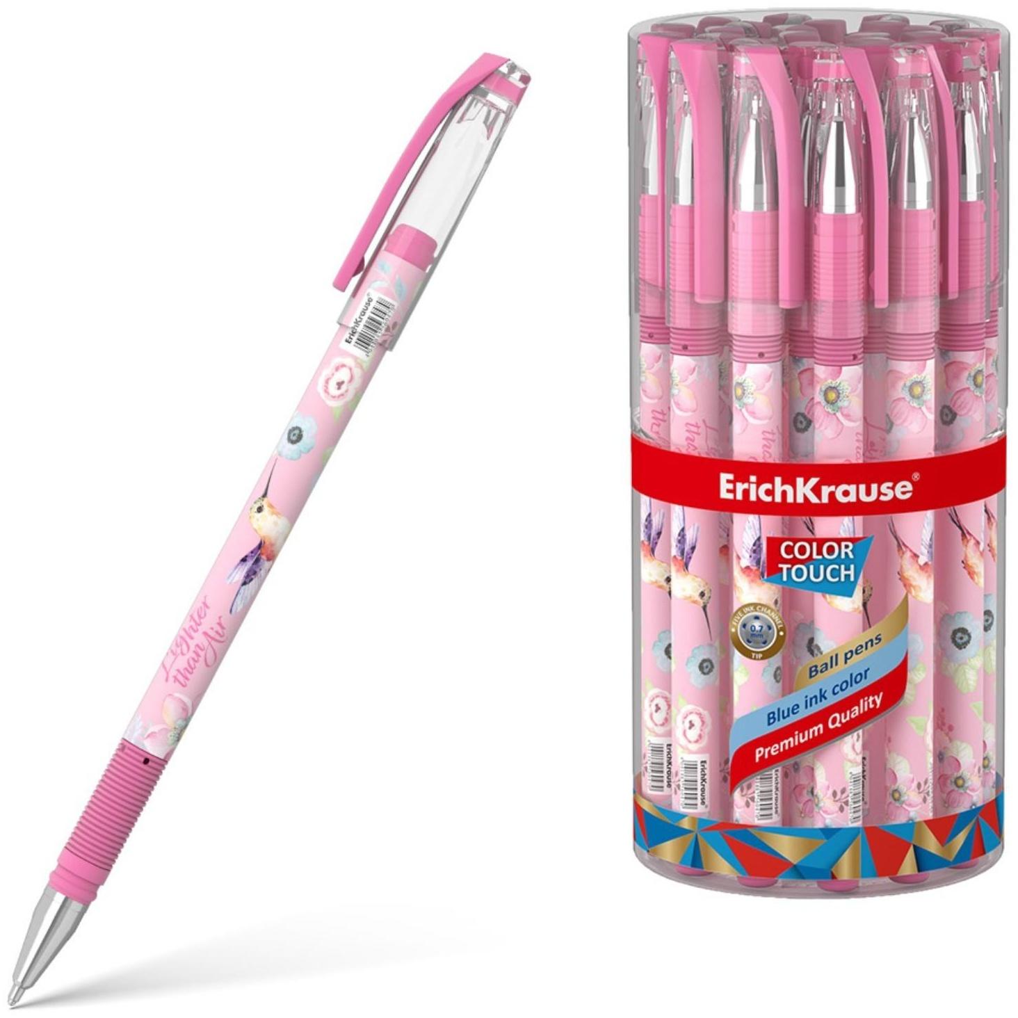 Ручка шариковая ErichKrause ColorTouch Colibri, узел 0.7 мм, грип, чернила синие