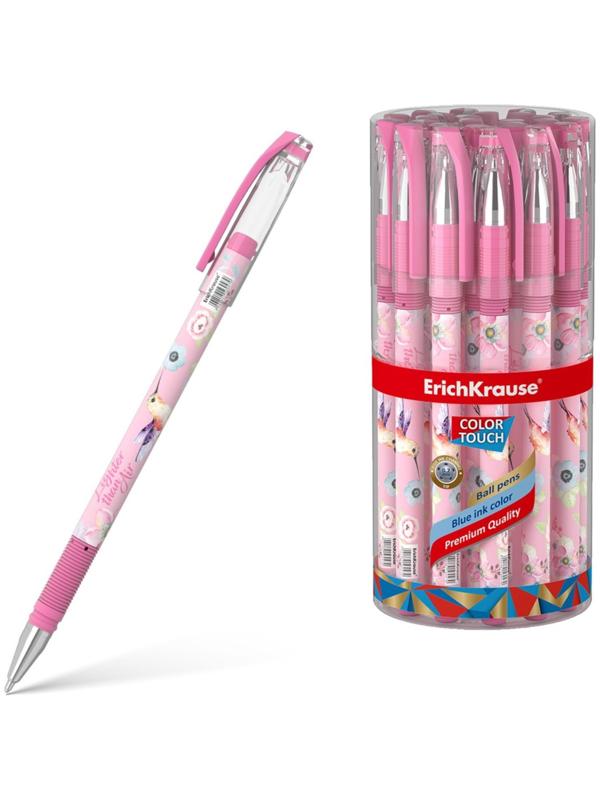 Ручка шариковая ErichKrause ColorTouch Colibri, узел 0.7 мм, грип, чернила синие