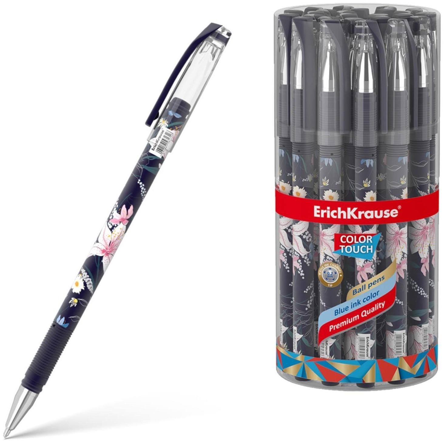 Ручка шариковая ErichKrause ColorTouch Lily, узел 0.7 мм, грип, чернила синие