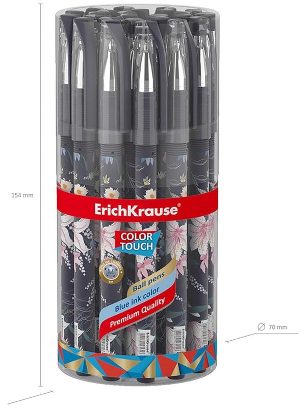 Ручка шариковая ErichKrause ColorTouch Lily, узел 0.7 мм, грип, чернила синие