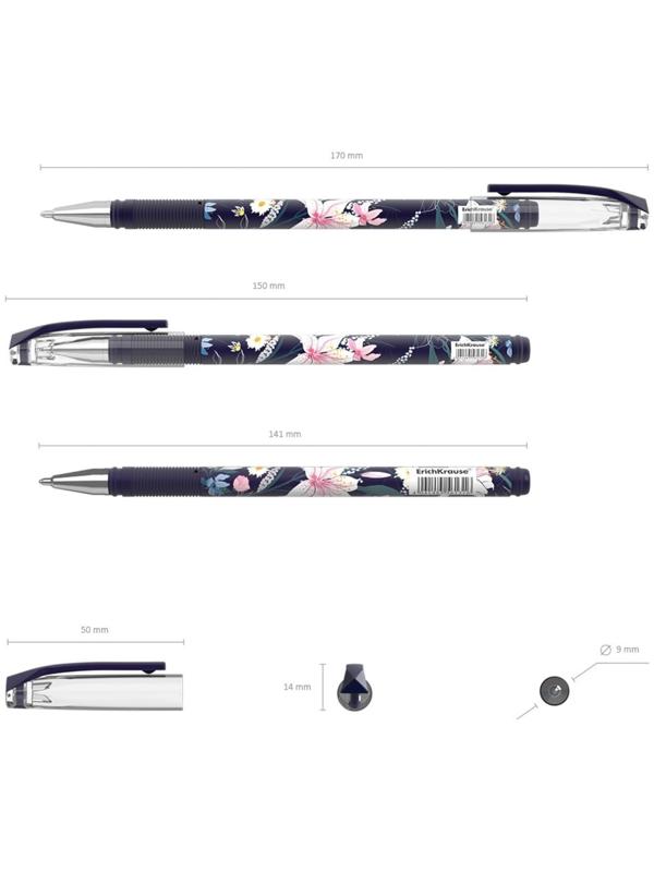 Ручка шариковая ErichKrause ColorTouch Lily, узел 0.7 мм, грип, чернила синие