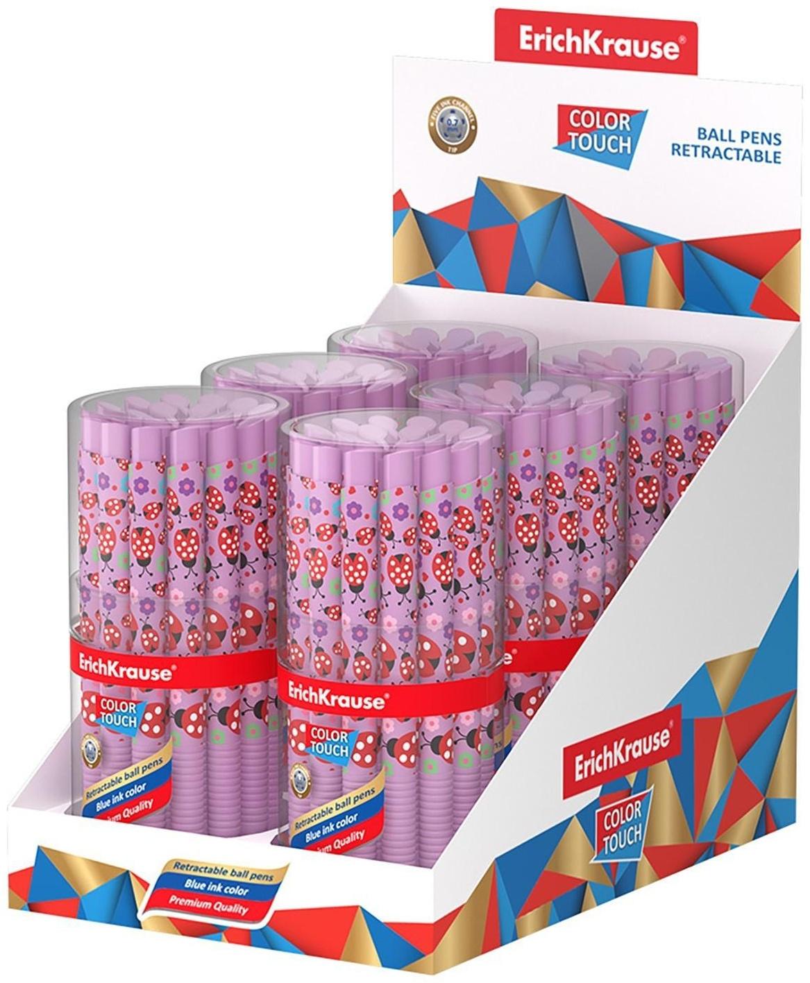 Ручка шариковая автомат. ErichKrause ColorTouch Ladybug, узел 0.7 мм, грип, чернила синие