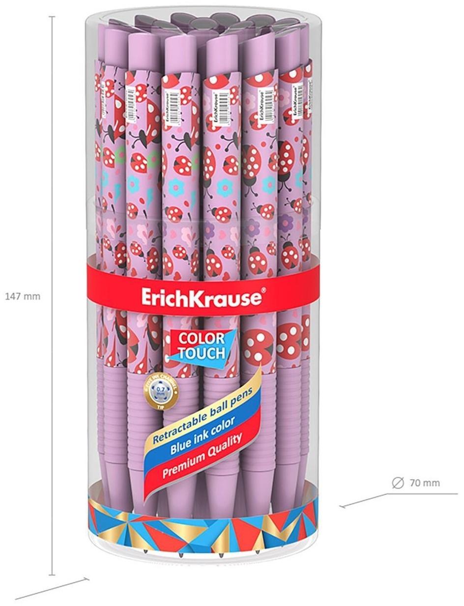 Ручка шариковая автомат. ErichKrause ColorTouch Ladybug, узел 0.7 мм, грип, чернила синие