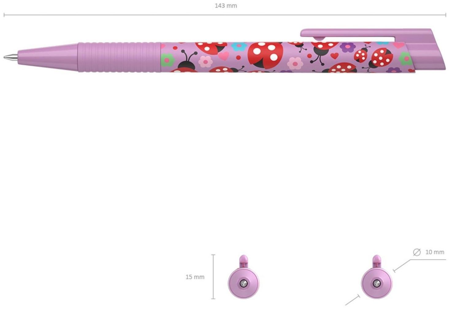 Ручка шариковая автомат. ErichKrause ColorTouch Ladybug, узел 0.7 мм, грип, чернила синие