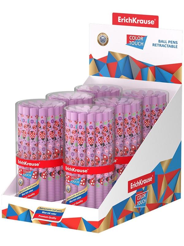 Ручка шариковая автомат. ErichKrause ColorTouch Ladybug, узел 0.7 мм, грип, чернила синие