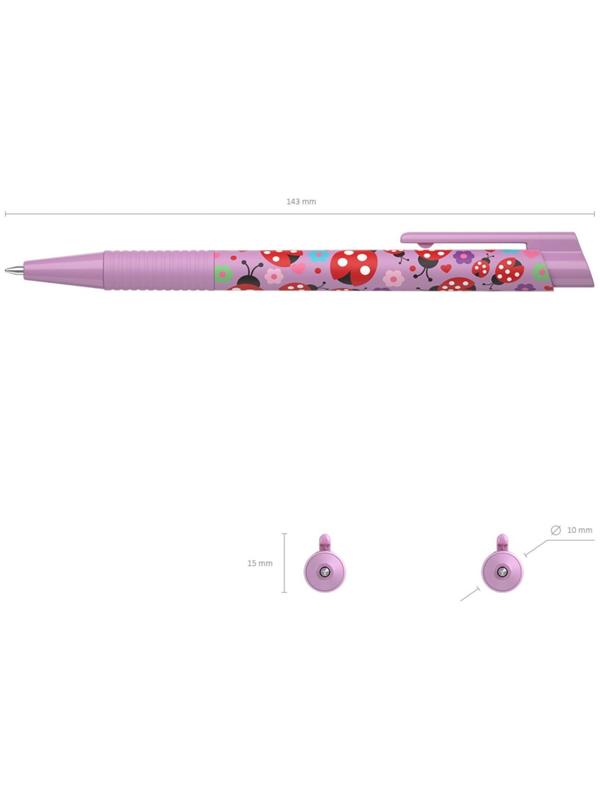 Ручка шариковая автомат. ErichKrause ColorTouch Ladybug, узел 0.7 мм, грип, чернила синие