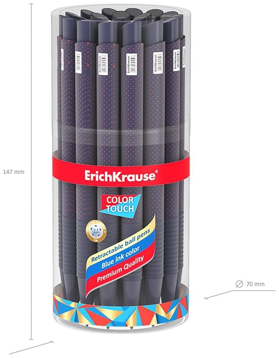 Ручка шариковая автом. ErichKrause ColorTouch Dots in Blue, узел 0.7 мм, грип, черн. Син.