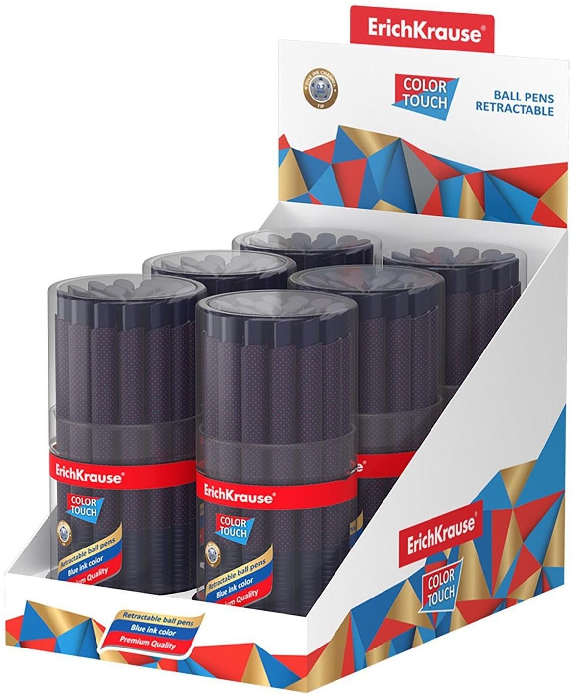 Ручка шариковая автом. ErichKrause ColorTouch Dots in Blue, узел 0.7 мм, грип, черн. Син.