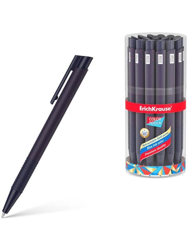 Ручка шариковая автом. ErichKrause ColorTouch Dots in Blue, узел 0.7 мм, грип, черн. Син.