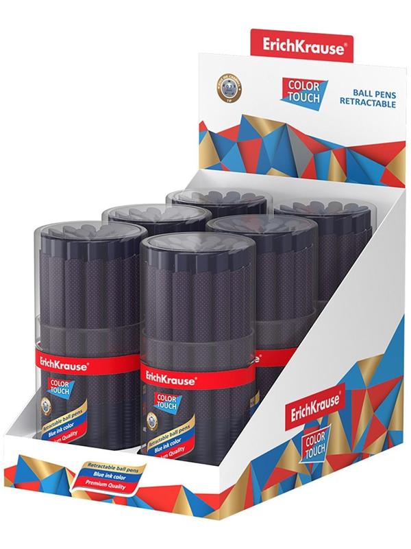 Ручка шариковая автом. ErichKrause ColorTouch Dots in Blue, узел 0.7 мм, грип, черн. Син.