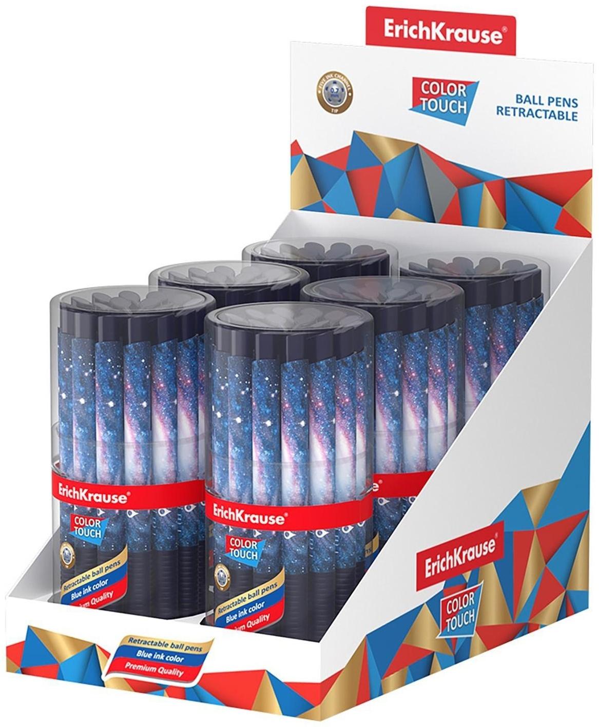 Ручка шариковая автомат. ErichKrause ColorTouch Space, узел 0.7 мм, грип, чернила синие