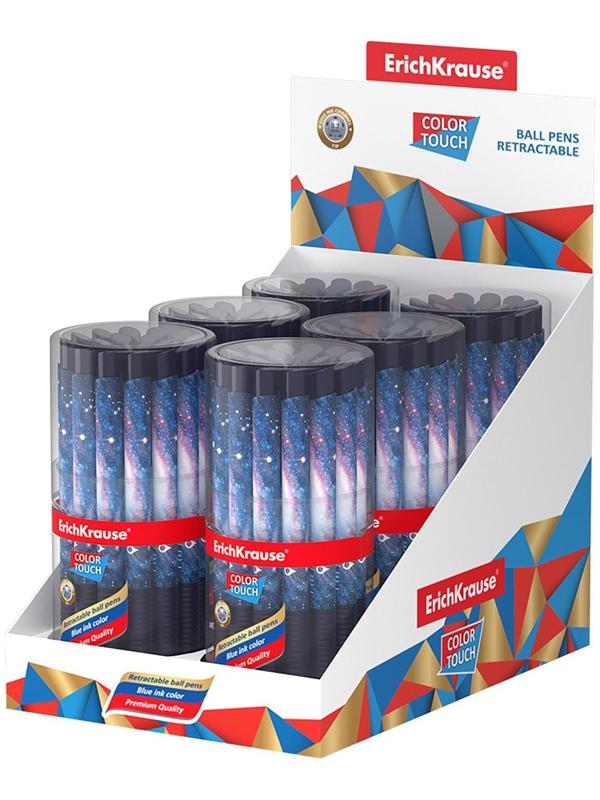Ручка шариковая автомат. ErichKrause ColorTouch Space, узел 0.7 мм, грип, чернила синие