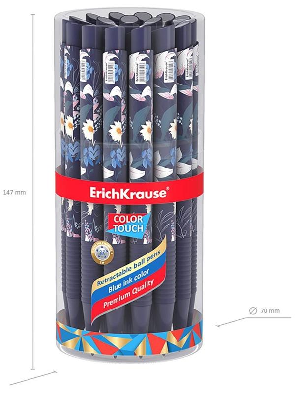 Ручка шариковая автомат. ErichKrause ColorTouch Lily, узел 0.7 мм, грип, чернила синие