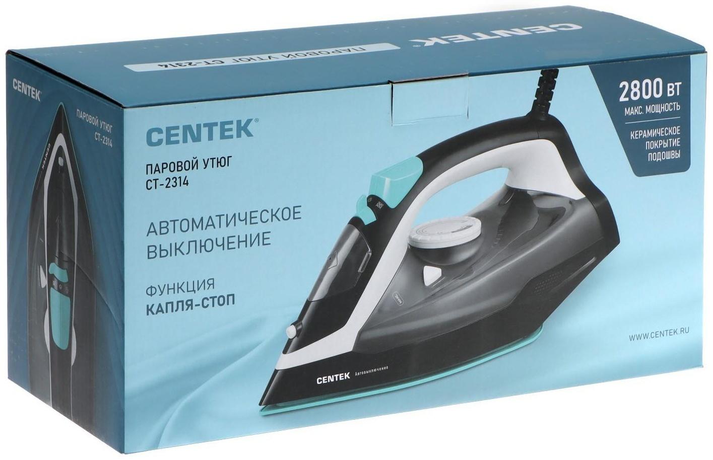 Утюг Centek CT-2314, 2800 Вт, керамическая подошва, 320 мл, бело-фиолетовый