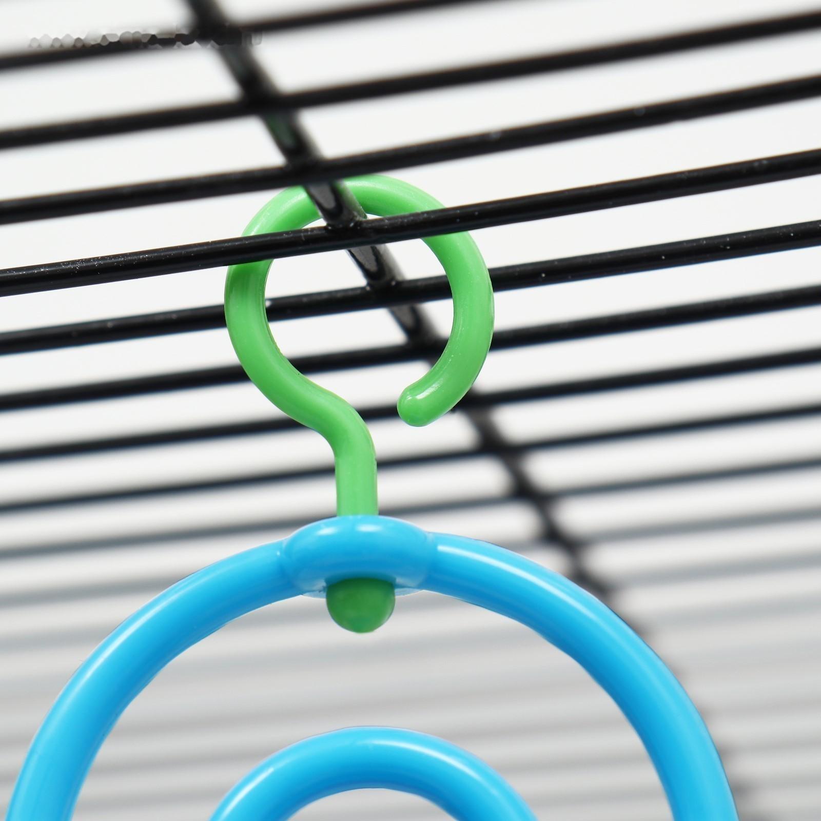 Качели для птиц с погремушкой и колокольчиком, 10.7 x 21.7 см, микс цветов