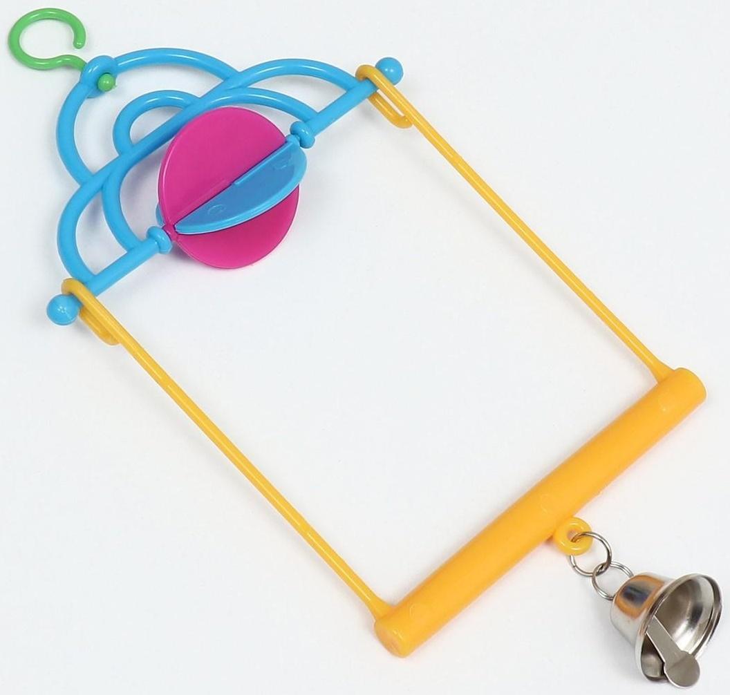 Качели для птиц с погремушкой и колокольчиком, 10.7 x 21.7 см, микс цветов