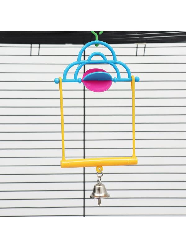 Качели для птиц с погремушкой и колокольчиком, 10.7 x 21.7 см, микс цветов