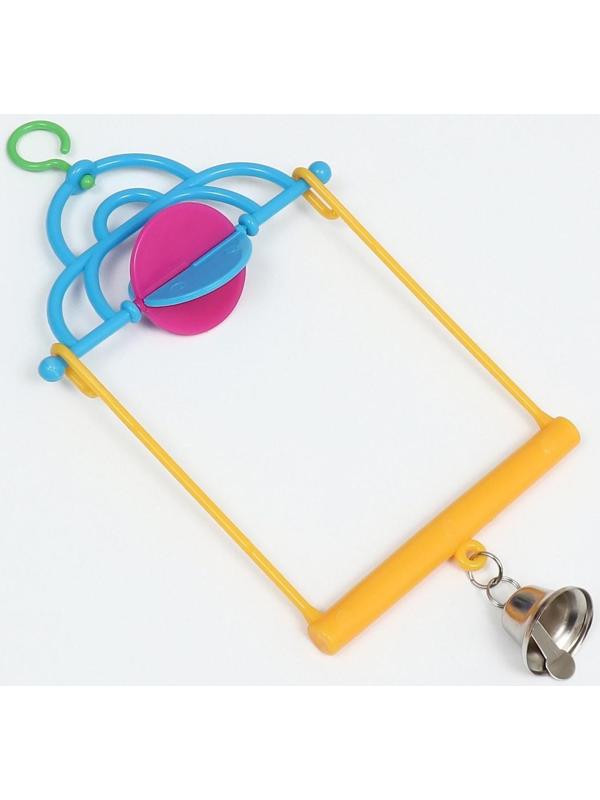 Качели для птиц с погремушкой и колокольчиком, 10.7 x 21.7 см, микс цветов