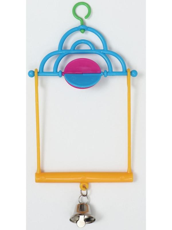 Качели для птиц с погремушкой и колокольчиком, 10.7 x 21.7 см, микс цветов