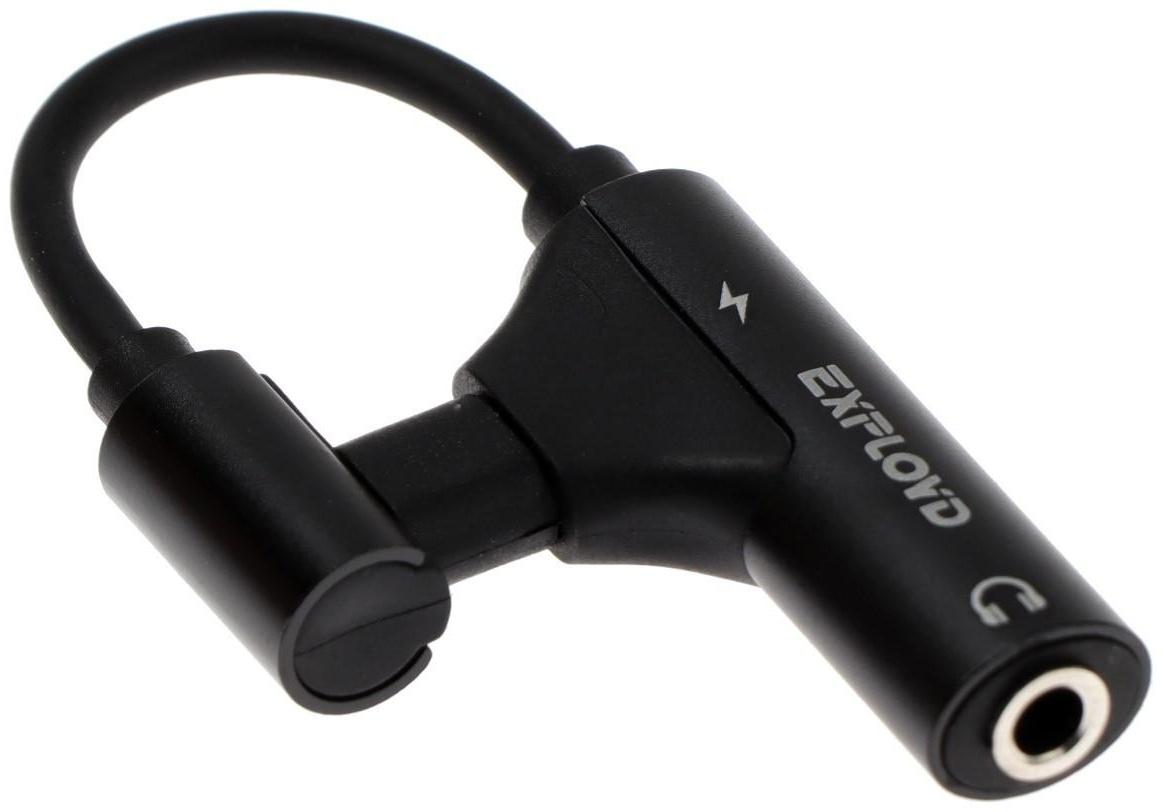 Переходник Exployd EX-AD-1173, с Lightning на Jack 3.5, музыка + гарнитура, черный