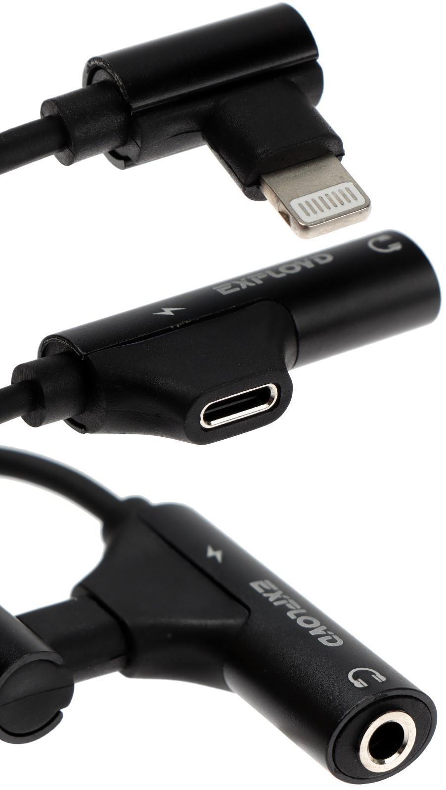 Переходник Exployd EX-AD-1173, с Lightning на Jack 3.5, музыка + гарнитура, черный