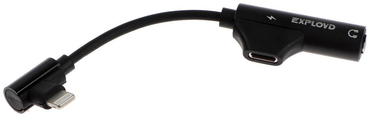 Переходник Exployd EX-AD-1173, с Lightning на Jack 3.5, музыка + гарнитура, черный