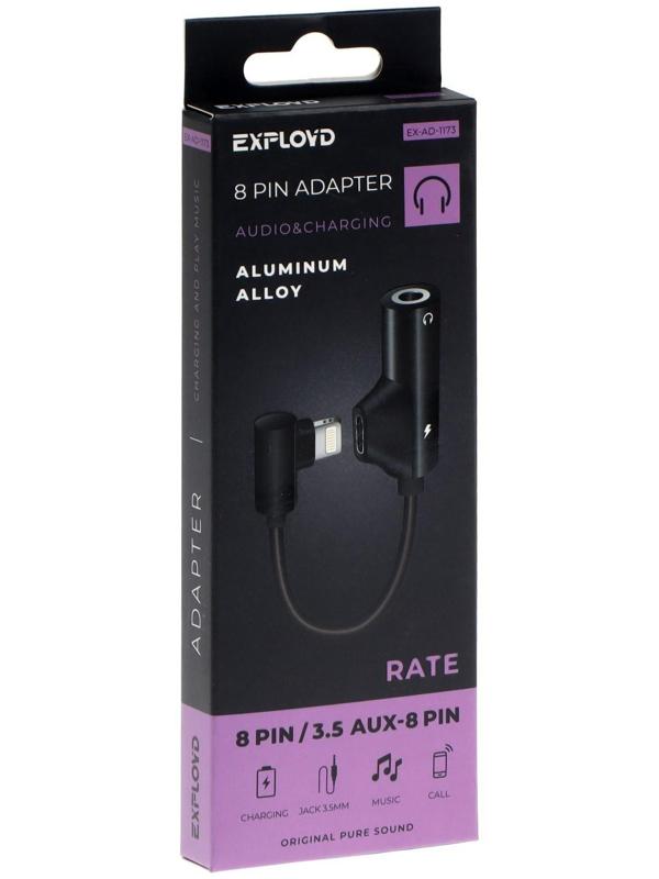 Переходник Exployd EX-AD-1173, с Lightning на Jack 3.5, музыка + гарнитура, черный