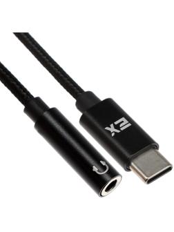 Переходник Exployd EX-AD-1175, с Type-C на Jack 3.5, музыка + гарнитура, черный