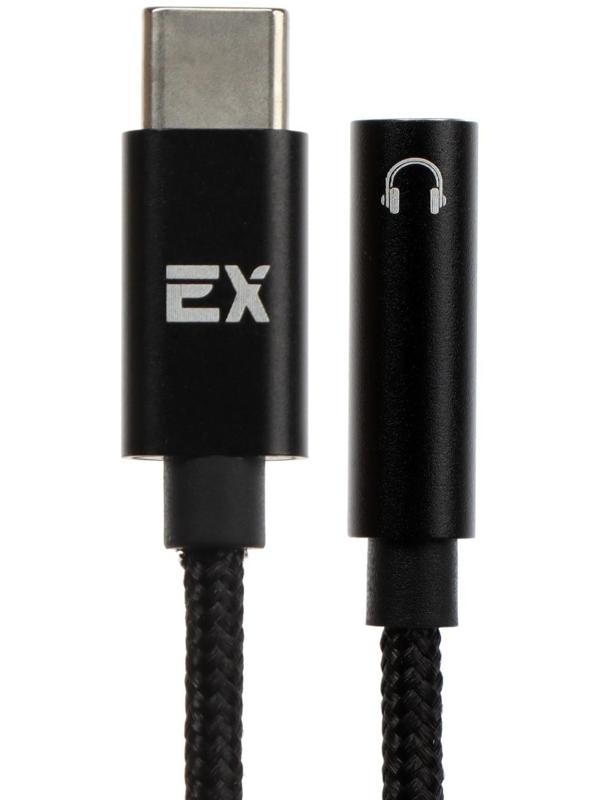 Переходник Exployd EX-AD-1175, с Type-C на Jack 3.5, музыка + гарнитура, черный
