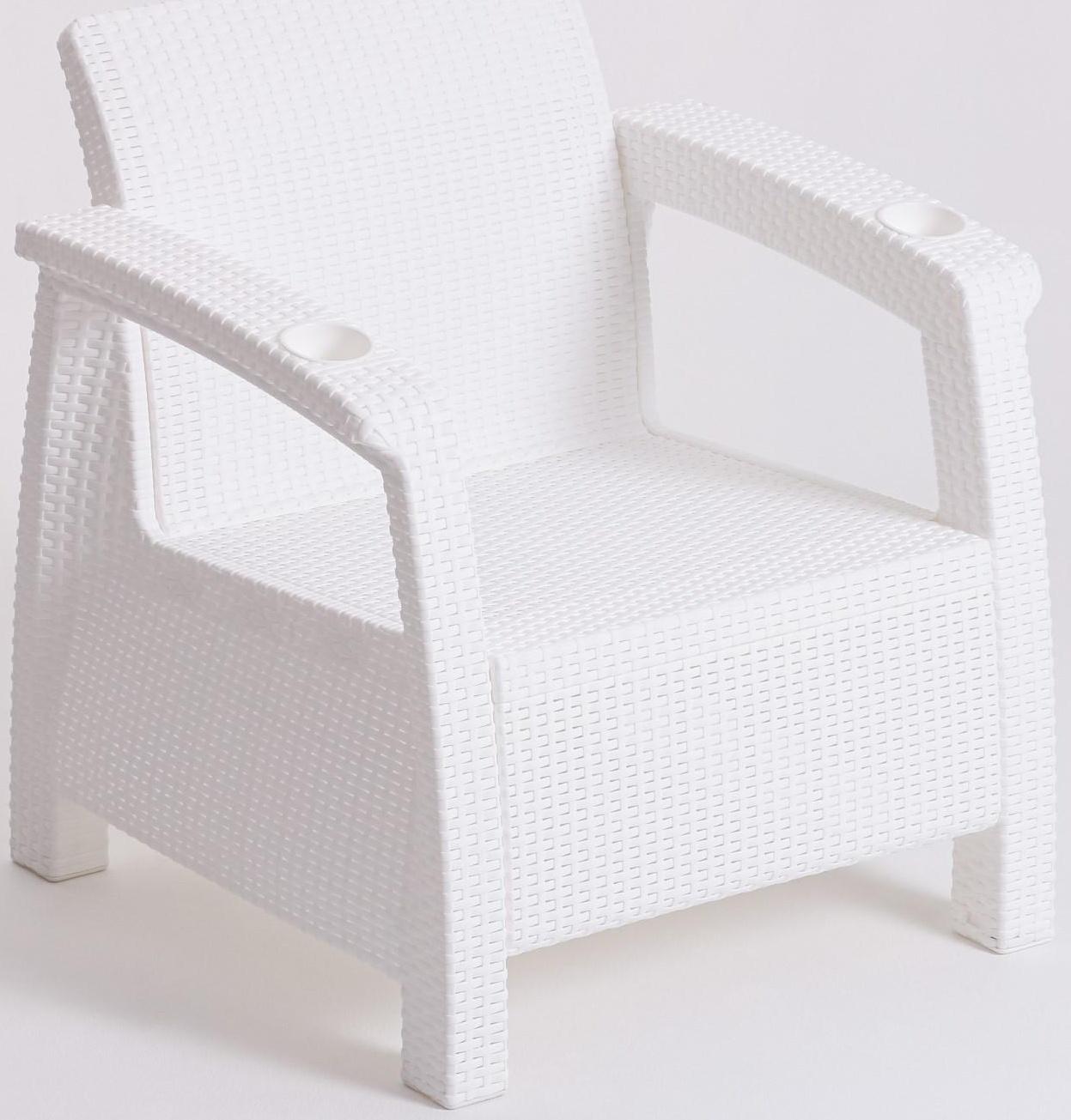 Комплект мебели: диван, 2 кресла, стол, белого цвета