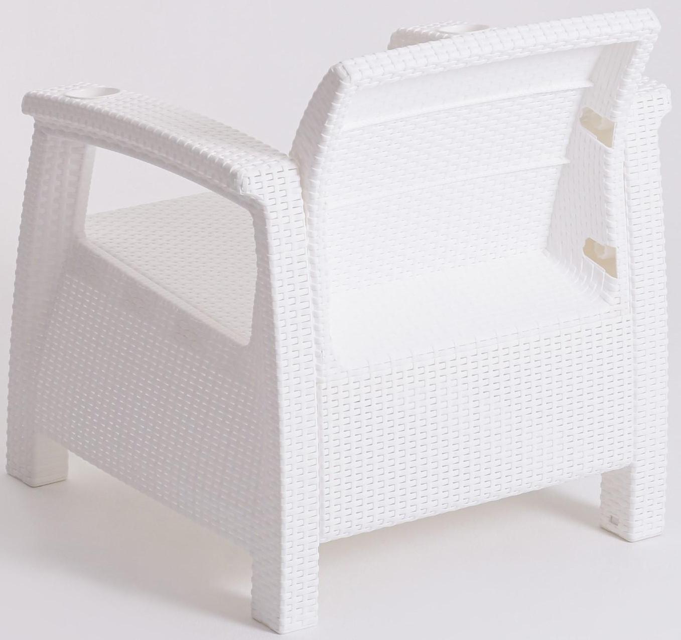 Комплект мебели: диван, 2 кресла, стол, белого цвета