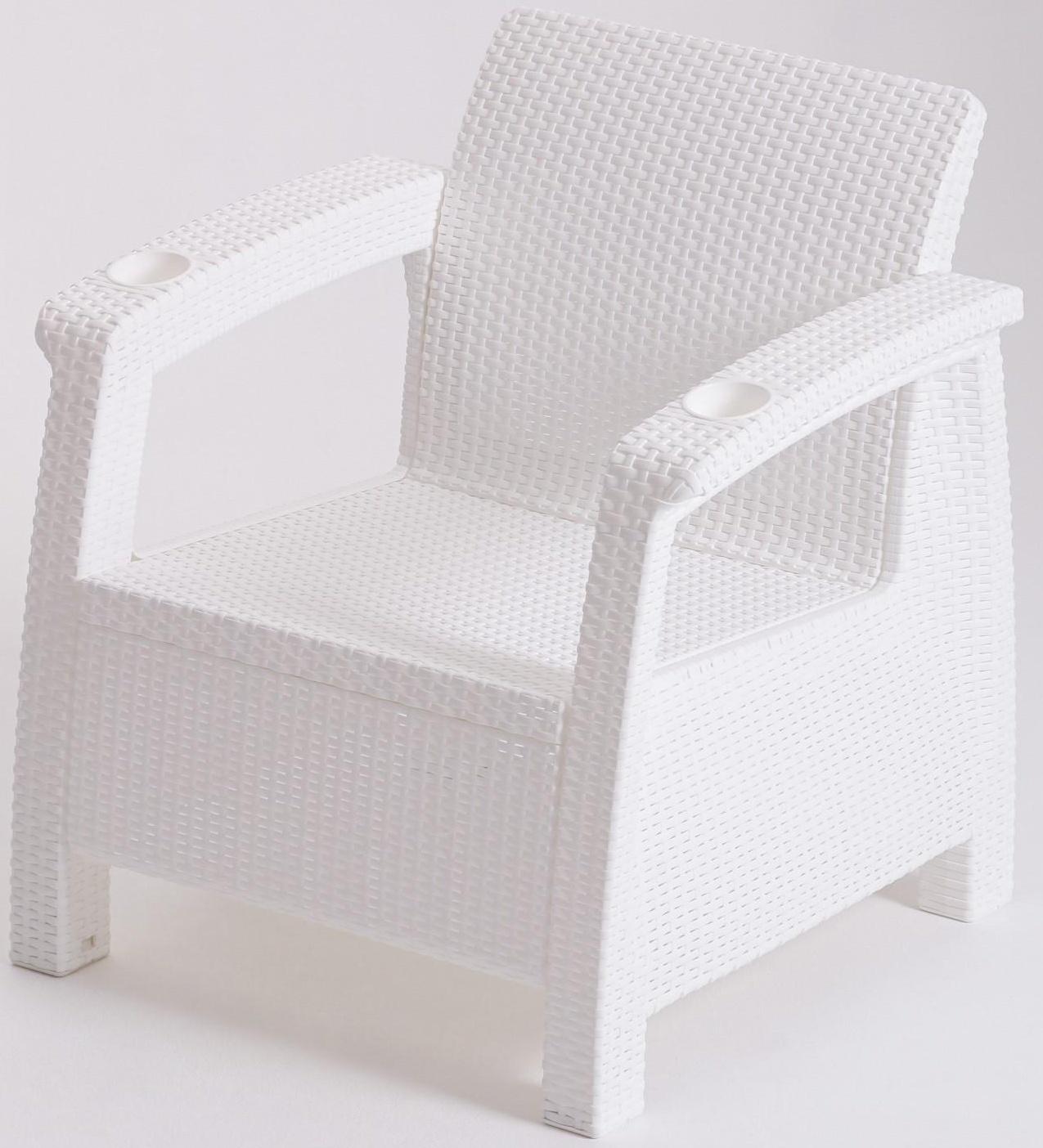 Комплект мебели: диван, 2 кресла, стол, белого цвета