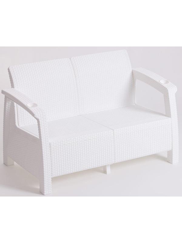 Комплект мебели: диван, 2 кресла, стол, белого цвета